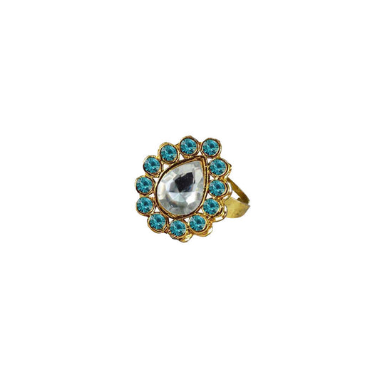 Multi Stone Stud-Gold Platted Brass Ring Pack Of-1 (sku-rin205)