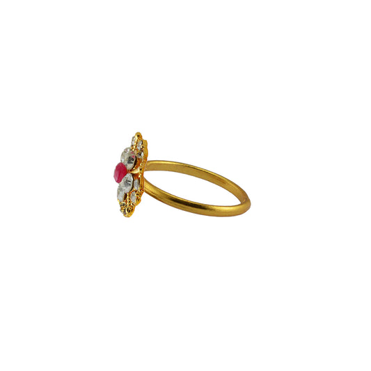 Multi Stone Stud-Gold Platted Brass Ring Pack Of-1 (sku-rin206)