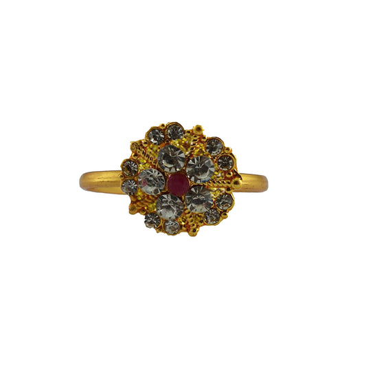 Multi Stone Stud-Gold Platted Brass Ring Pack Of-1 (sku-rin206)