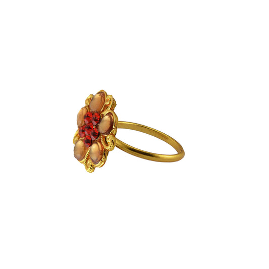 Multi Stone Stud-Gold Platted Brass Ring Pack Of-1 (sku-rin207)