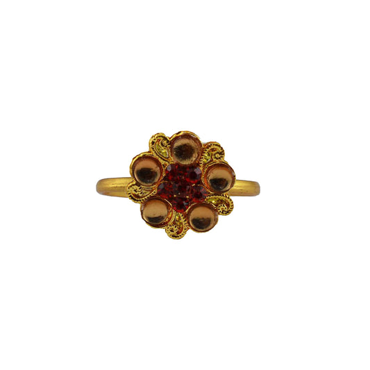Multi Stone Stud-Gold Platted Brass Ring Pack Of-1 (sku-rin207)
