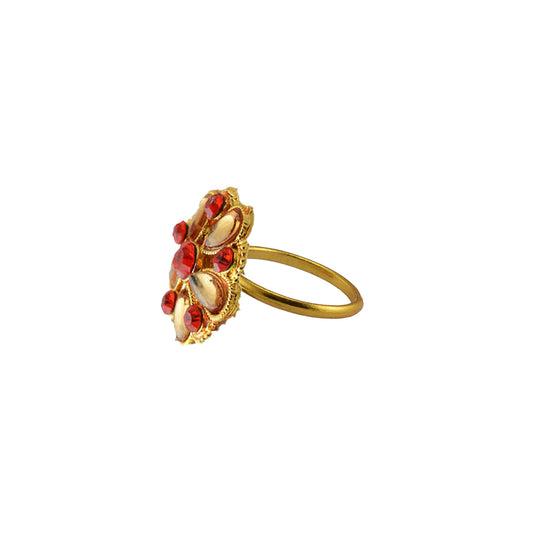 Multi Stone Stud-Gold Platted Brass Ring Pack Of-1 (sku-rin209)
