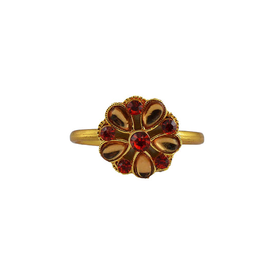 Multi Stone Stud-Gold Platted Brass Ring Pack Of-1 (sku-rin209)