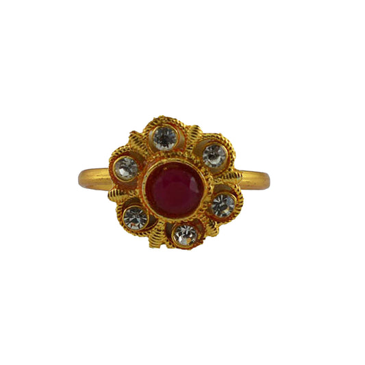 Multi Stone Stud-Gold Platted Brass Ring Pack Of-1 (sku-rin210)