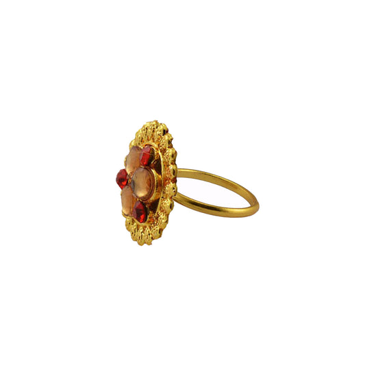 Multi Stone Stud-Gold Platted Brass Ring Pack Of-1 (sku-rin212)