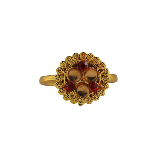 Multi Stone Stud-Gold Platted Brass Ring Pack Of-1 (sku-rin212)
