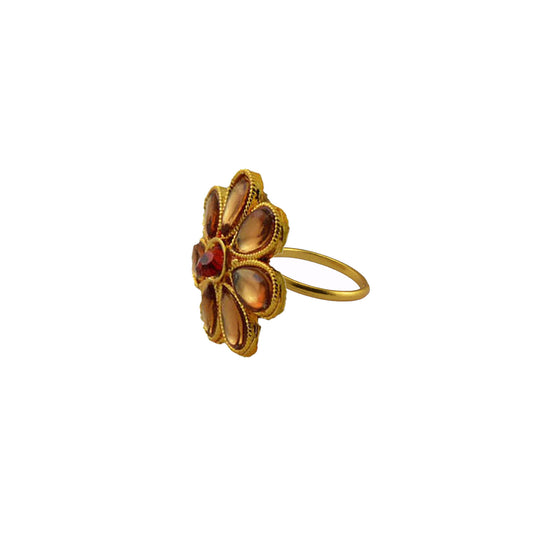 Multi Stone Stud-Gold Platted Brass Ring Pack Of-1 (sku-rin214)