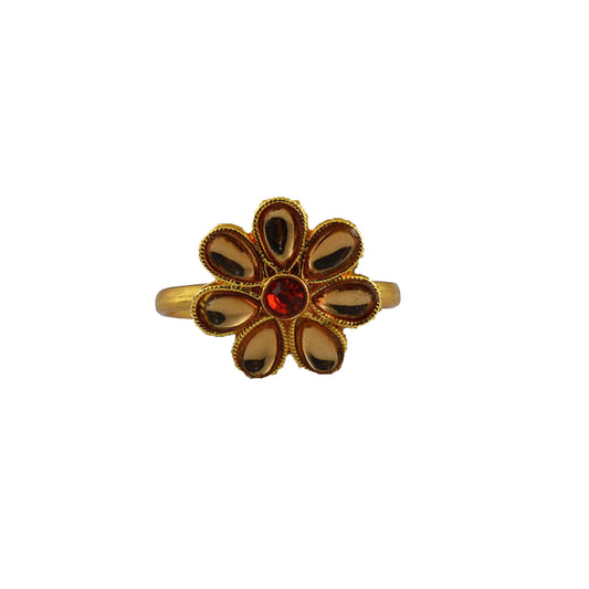 Multi Stone Stud-Gold Platted Brass Ring Pack Of-1 (sku-rin214)