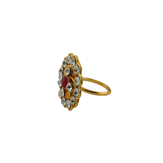 Multi Stone Stud-Gold Platted Brass Ring Pack Of-1 (sku-rin217)