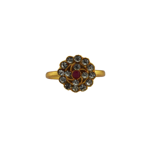 Multi Stone Stud-Gold Platted Brass Ring Pack Of-1 (sku-rin217)