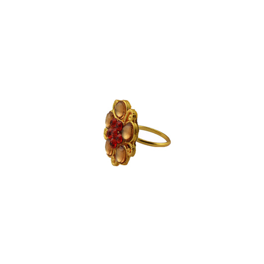 Multi Stone Stud-Gold Platted Brass Ring Pack Of-1 (sku-rin219)