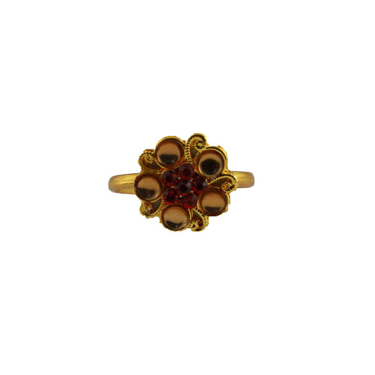 Multi Stone Stud-Gold Platted Brass Ring Pack Of-1 (sku-rin219)