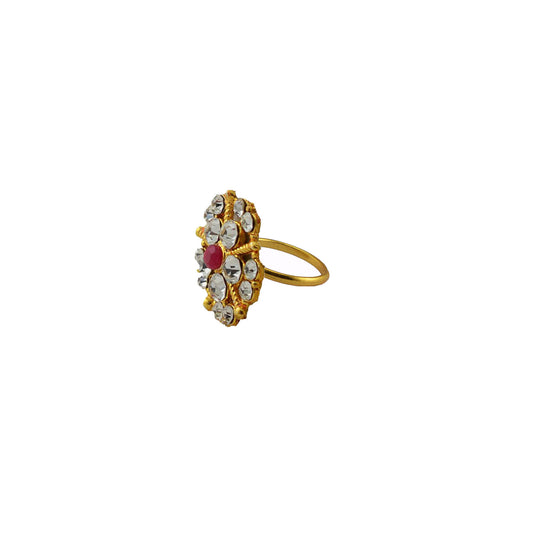 Multi Stone Stud-Gold Platted Brass Ring Pack Of-1 (sku-rin220)
