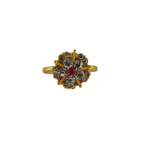 Multi Stone Stud-Gold Platted Brass Ring Pack Of-1 (sku-rin220)