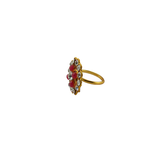 Multi Stone Stud-Gold Platted Brass Ring Pack Of-1 (sku-rin221)