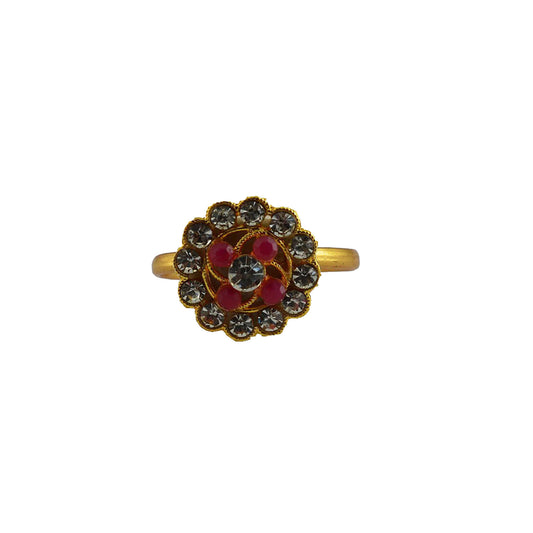 Multi Stone Stud-Gold Platted Brass Ring Pack Of-1 (sku-rin221)