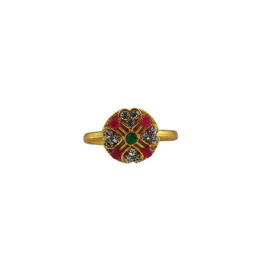 Multi Stone Stud-Gold Platted Brass Ring Pack Of-1 (sku-rin222)
