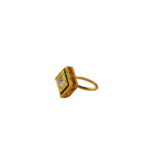 Multi Stone Stud-Gold Platted Brass Ring Pack Of-1 (sku-rin224)
