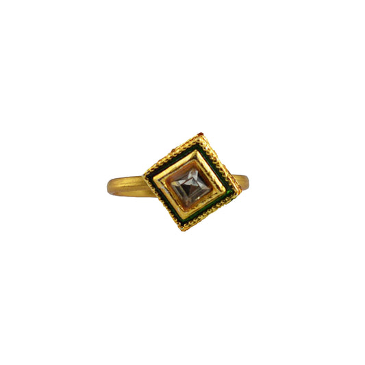 Multi Stone Stud-Gold Platted Brass Ring Pack Of-1 (sku-rin224)