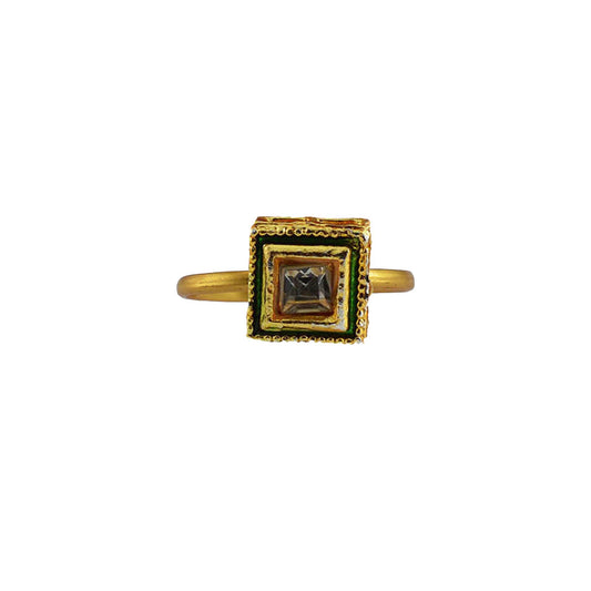 Multi Stone Stud-Gold Platted Brass Ring Pack Of-1 (sku-rin225)