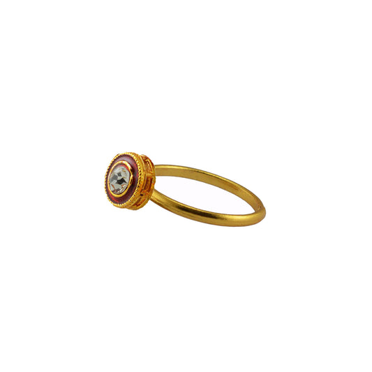 Multi Stone Stud-Gold Platted Brass Ring Pack Of-1 (sku-rin226)