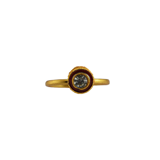 Multi Stone Stud-Gold Platted Brass Ring Pack Of-1 (sku-rin226)