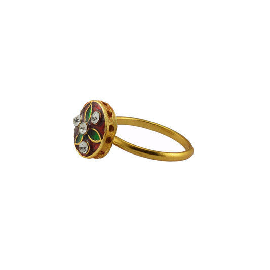 Multi Stone Stud-Gold Platted Brass Ring Pack Of-1 (sku-rin227)