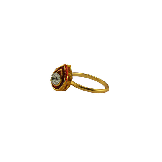 Multi Stone Stud-Gold Platted Brass Ring Pack Of-1 (sku-rin228)
