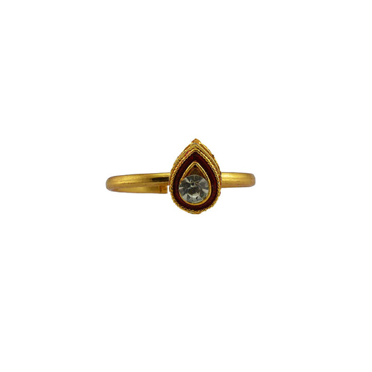 Multi Stone Stud-Gold Platted Brass Ring Pack Of-1 (sku-rin228)