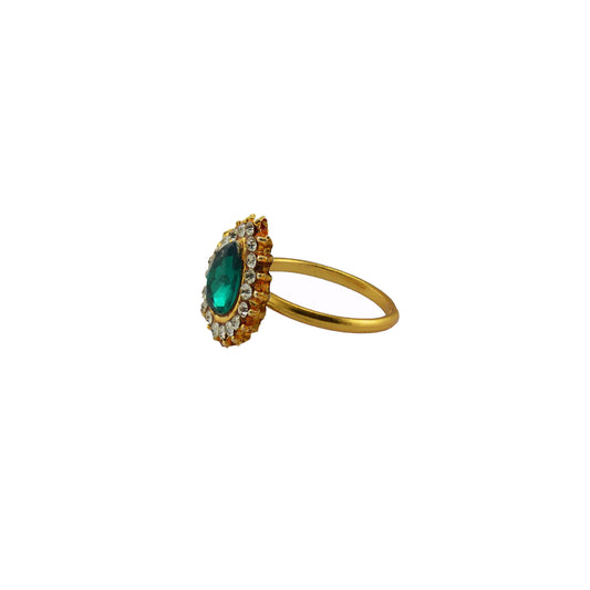 Multi Stone Stud-Gold Platted Brass Ring Pack Of-1 (sku-rin232)