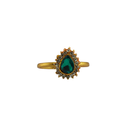 Multi Stone Stud-Gold Platted Brass Ring Pack Of-1 (sku-rin232)