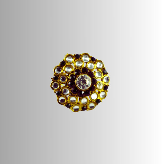 Stone Stud  Golden Brass Adjustable  Ring  (sku-rin76)