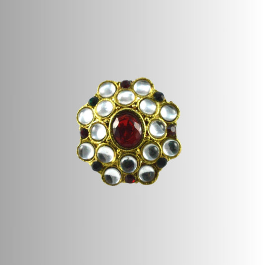 Stone Stud  Golden Brass Adjustable  Ring  (sku-rin78)