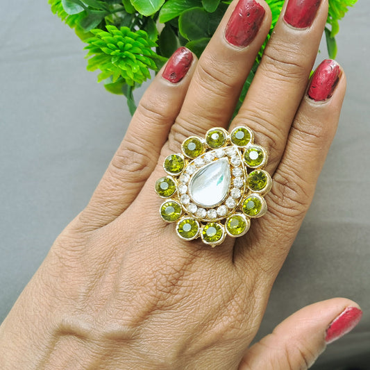 Mhandi Stone Stud  Brass Ring Pack Of-1 (sku-rins244)