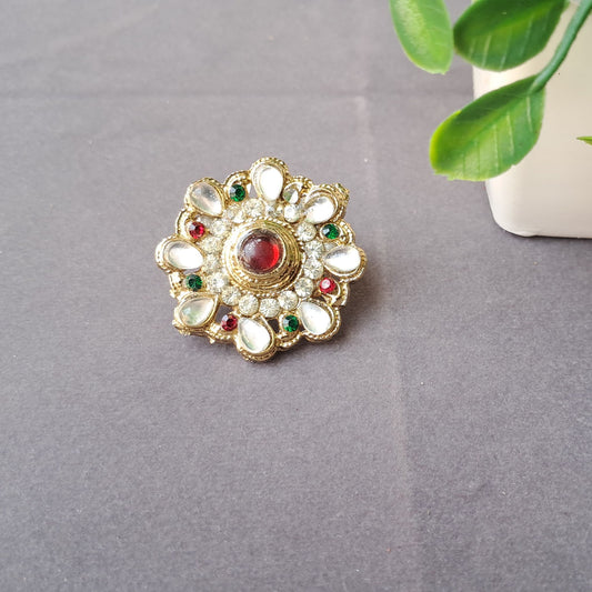 Golden Stone Stud  Brass Ring Pack Of-1 (sku-rins250)