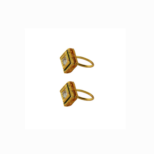 Golden  Brass Stone Stud Toe Ring  Size Free  Pack Of-2 (sku-toe29)