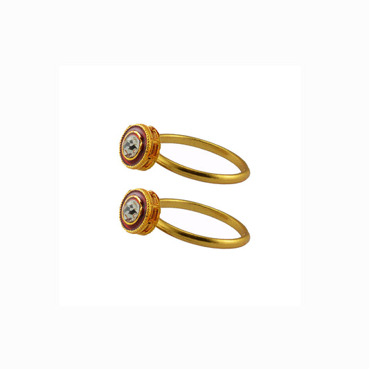 Golden  Brass Stone Stud Toe Ring  Size Free  Pack Of-2 (sku-toe31)