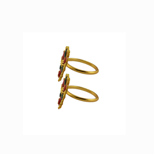 Golden  Brass Stone Stud Toe Ring  Size Free  Pack Of-2 (sku-toe35)
