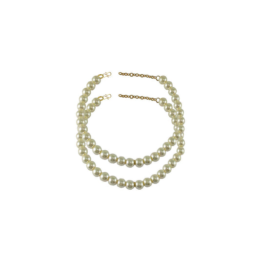 White  Moti-Gold Platted Brass Anklet (Pack Of  2)(sku-ank127)